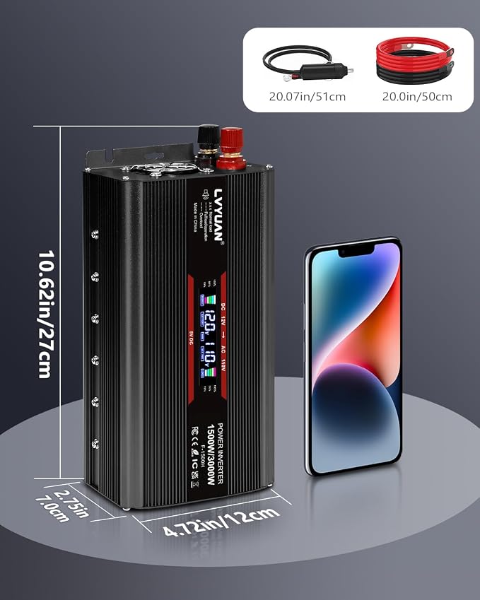 LVYUAN 1500W Car Power Inverter 12V to 110V DC to AC - Image 6