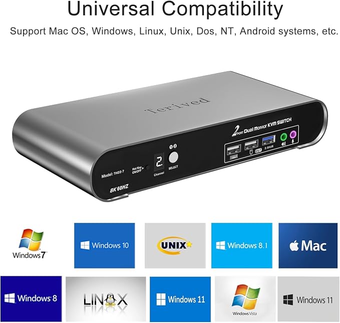 2 Computers 2 HDMI Monitor Automatic KVM Switch 8K@60Hz, Hotkey Switching - Image 7