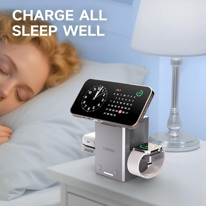 LOBKIN 3 in 1 Charging Station, Qi2 15W Foldable Intelligent Fast Wireless - Image 7