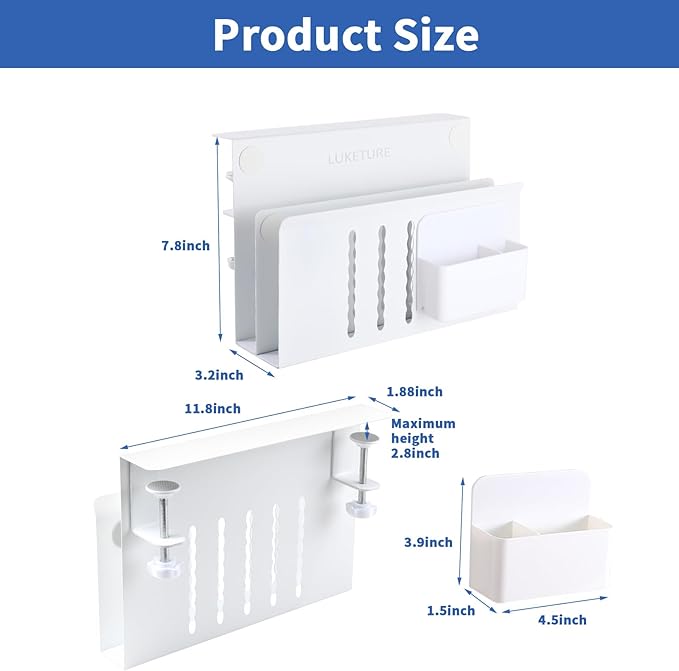 LUKETURE Laptop Holder, Steel Desk Side Storage, No Drill Standing Desk - Image 2