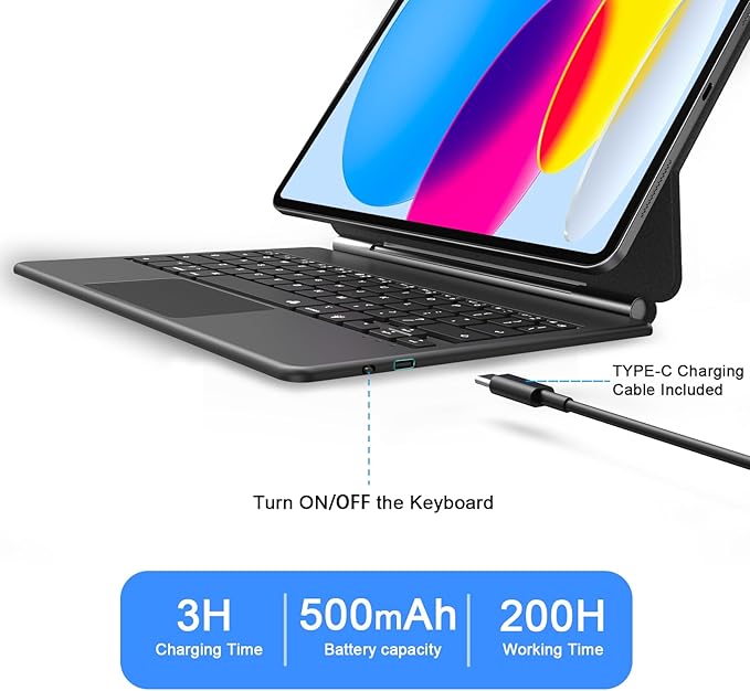 Magic Keyboard Case for iPad 11th/10th Generation 2022, Magnetic Stand - Image 4