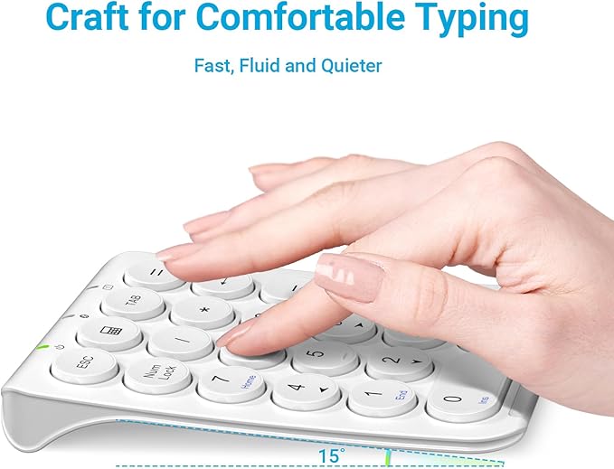 iClever Number Pad, KP08 Bluetooth Number Pad, Ultra Slim and Lightweight - Image 4