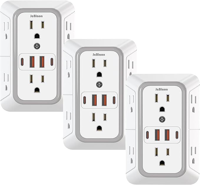 3 Pack Surge Protector Outlet Extender, 6 Outlet Splitter by JcBlaon