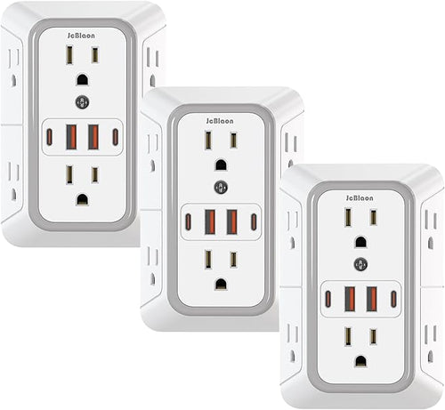 3 Pack Surge Protector Outlet Extender, 6 Outlet Splitter by JcBlaon