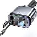 4 in 1 Retractable Car Charger for iPhone, 69W USB-C Fast Car Charger by BYDA