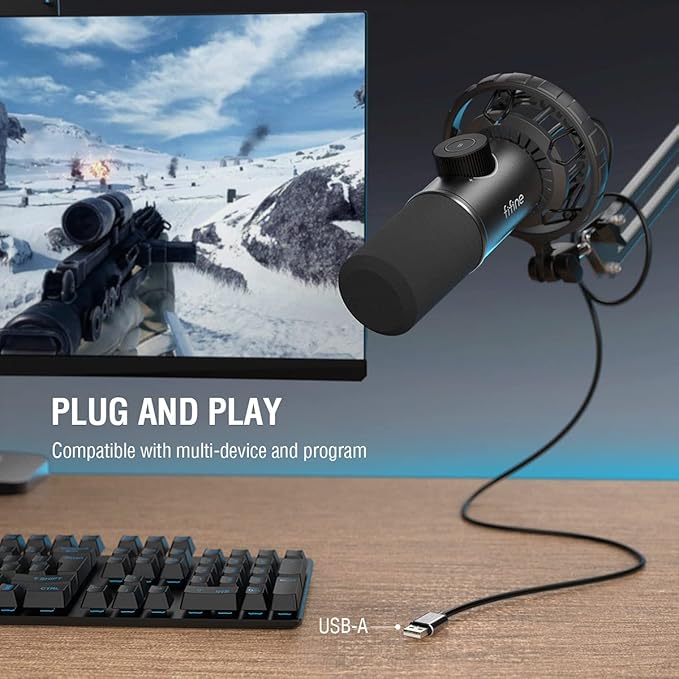 FIFINE USB Gaming Microphone, RGB Dynamic Mic - Image 5