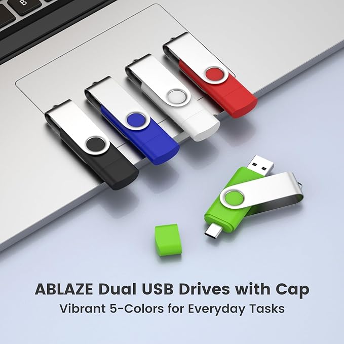Customizable 2GB Flash Drive 10 Pack, ABLAZE Dual USB 2.0+ Type C Thumb Drives - Image 8