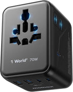 MOMAX Mini Universal Travel Adapter, GaN 70W International Power Adapter by MOMAX