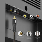 EMK RCA to RCA Subwoofer Cable – 24K Gold-Plated Connector Nylon Braided Double - Image 3
