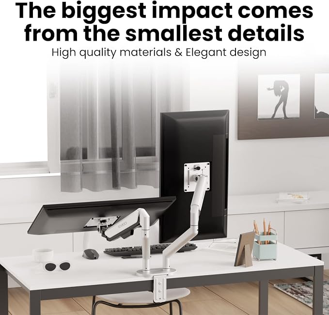 EVEO Premium Dual Monitor Mount 14"-35” Dual Monitor Arm VESA Bracket - Image 5