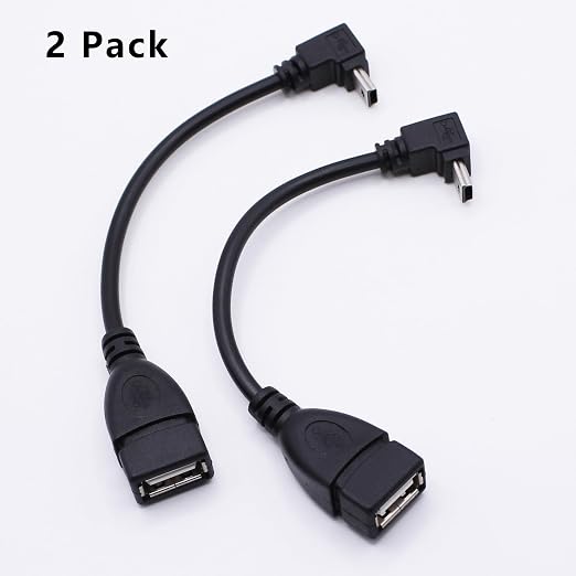 90 Degree Mini USB to USB A OTG Adapter Cable 5.5in Up Angle Mini USB 5-Pin - Image 3