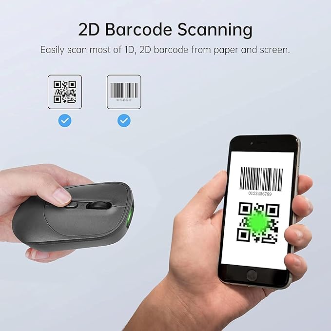 New Wireless Mouse Barcode Scanner, 2-in-1 Design 2D Handheld Barcode Scanner - Image 3