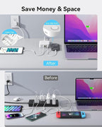 USB C Charger Block, 130W 6 Ports Fast Wall Chargers, Charging Stations - Image 6