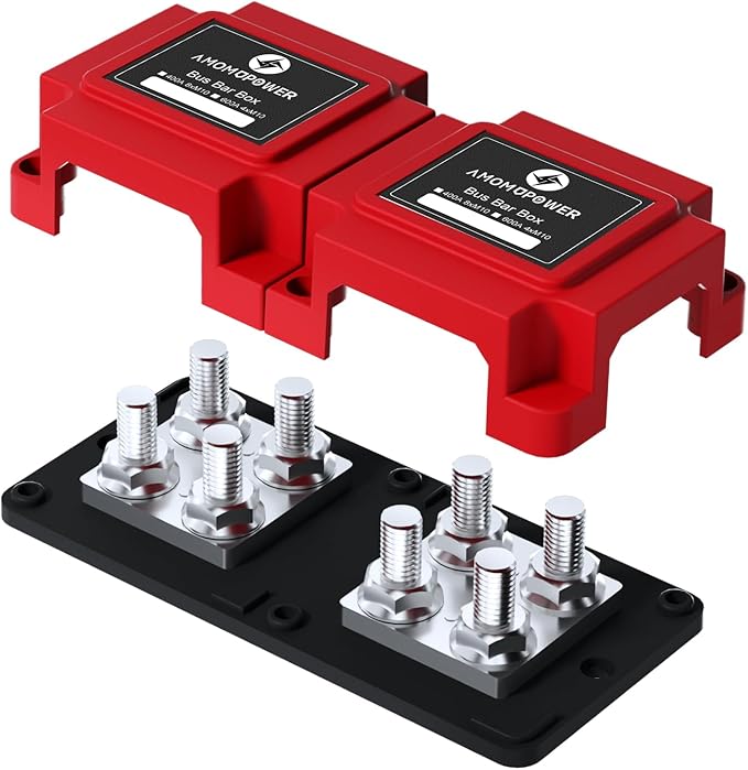 400A Bus Bar 8 M10 Terminal Studs Modular Design Tin Plated Copper Distribution by AMOMD