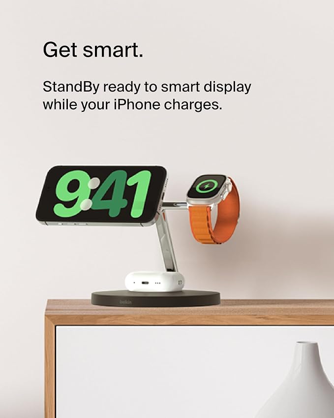 Belkin MagSafe Charger, 3-in-1 Wireless Charging Stand, 2ND GEN, 33% Faster - Image 2