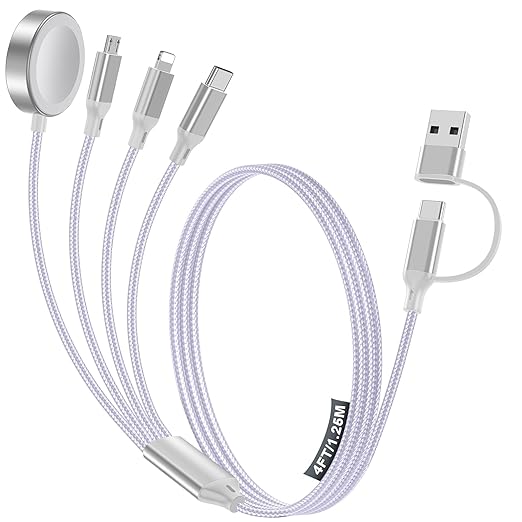 4-in-2 Charging Cable for Apple Watch Charger/Samsung/iPhone Charger, by HitfineLLC