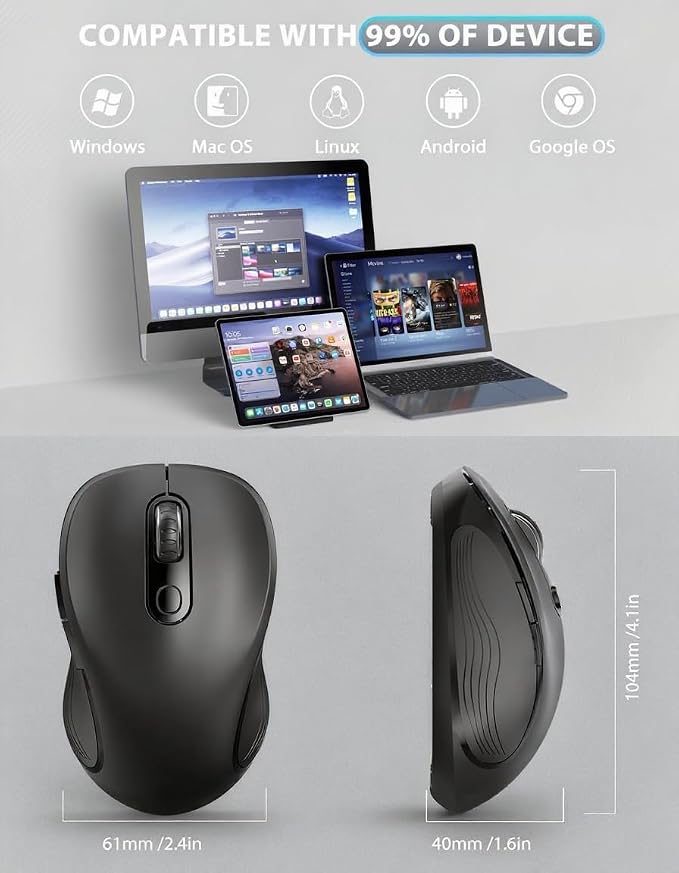 Trueque Wireless Mouse for Laptop, 2.4GHz Ergonomic Computer Mouse - Image 7