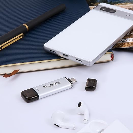 Transcend 512GB USB C External SSD, USB 3.2 Gen 2 Flash Drive, 2-in-1 Memory - Image 6