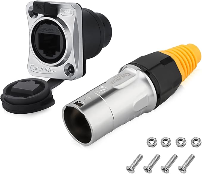 RJ45 Connector, Waterproof Metal Ethernet Cable Connector, Aviation Dual Port by Allaounion