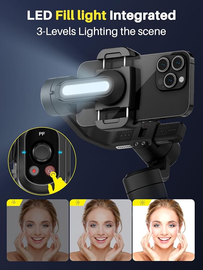 S2 Mic Smartphone Gimbal Stabilizer w/Wireless Lavalier Microphone, Built-in - Image 6