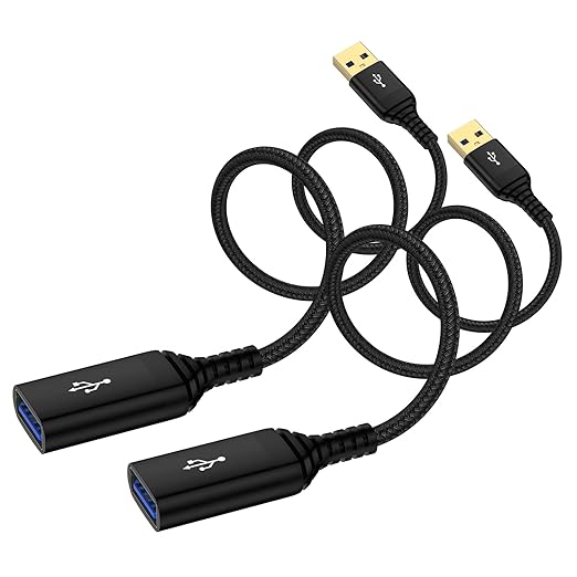 USB Extension Cable 6FT, 2 Pack USB Extender High Speed USB3.0 Extension Cord by HomeTravelChargerAccessory