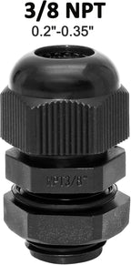 20 Pcs 3/8" NPT Nylon Cable Glands, IP68 Waterproof Adjustable Cord Grip Cable - Image 2