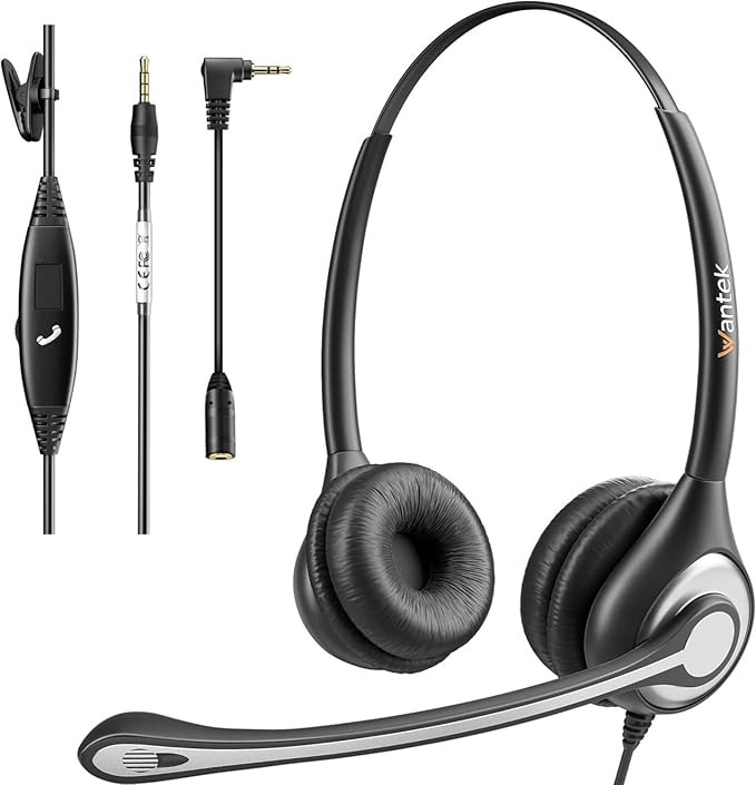 Wantek Cell Phone Headset with Microphone Noise Cancelling, Wired 3.5mm by Wantek