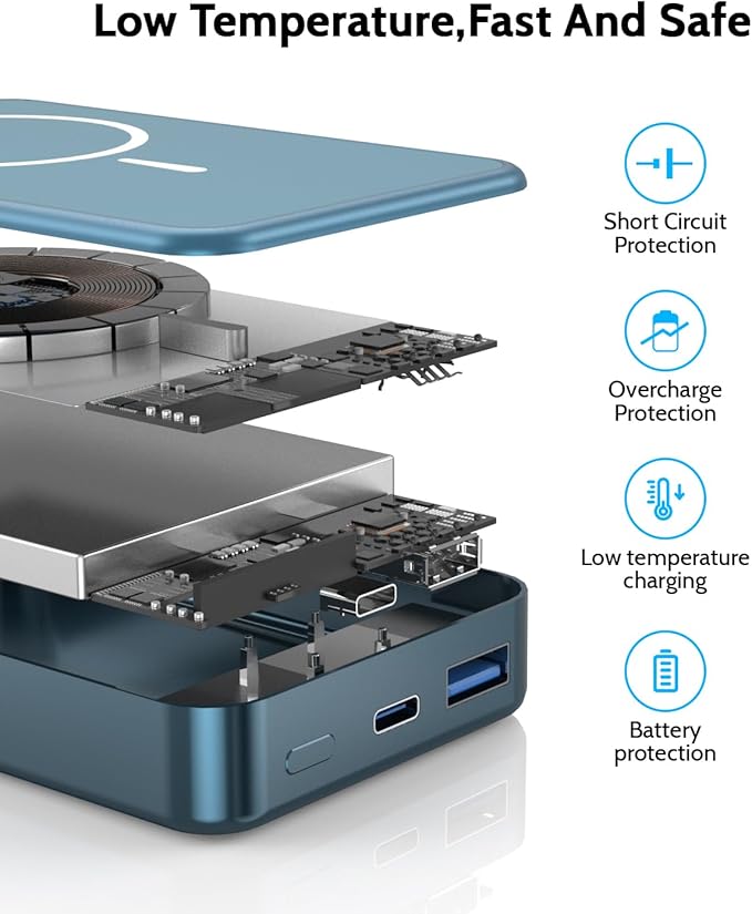 Magnetic Power Bank 26800mAh for Magsafe Portable Charger, Aluminum Alloy Large - Image 6