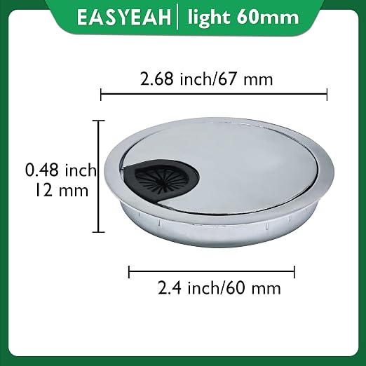 2 Pcs Desk Grommet 2-3/8" / 60 mm, Desk Cord Hole Cover, Cable Grommet Metal - Image 8