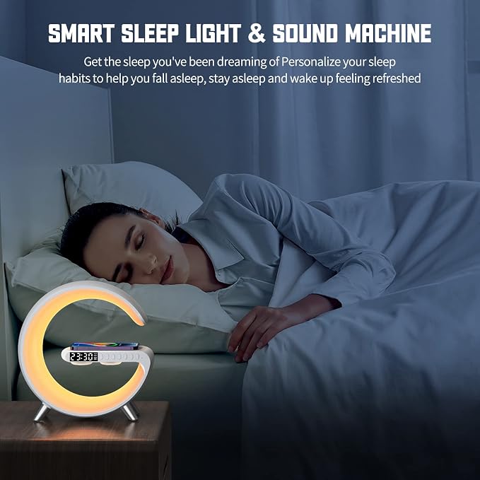 Smart Table Lamp with 4-in-1 Wireless Charger, Night Light, Alarm Clock - Image 3