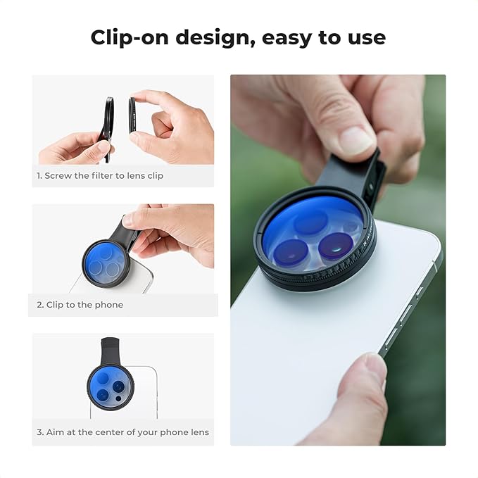 K&F Concept 52mm Clip-on CPL Phone Camera Lens Filter Kit, Circular Polarizer - Image 6
