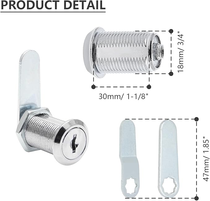 Uenhoy 6 Pack Cam Locks Keyed Alike, 1-1/8" Set - Image 3