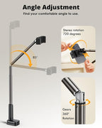 Phone Holder for Bed, 360° Rotation Cell Phone Stand, Flexible Long Arm - Image 3