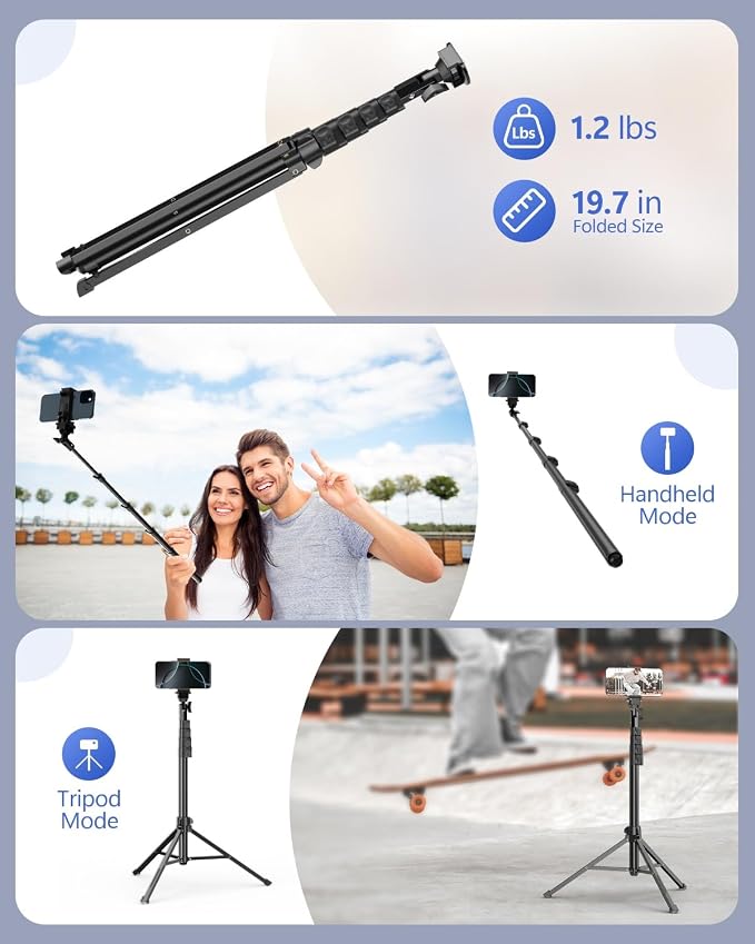EMART 62’’ Cell Phone Tripod Stand, Adjustable Floor Cellphone Tri Pod Holder - Image 7