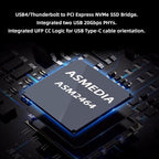 CY USB4.0 Type-C USB4 40Gbps to PCI-E 4.0 X4 SSD NVME NGFF M-Key Enclosure - Image 5