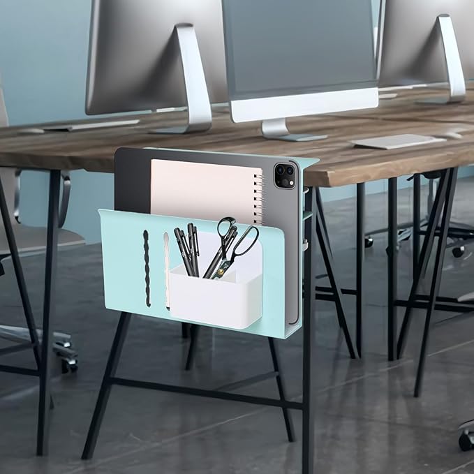 Desk Side Storage Organizer, Under Desk Laptop Holder Clamp on Table Shelf - Image 7