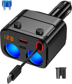 180W Retractable Car Charger Cigarette Lighter Splitter, 5 in 1 USB Fast Car by GemCoo