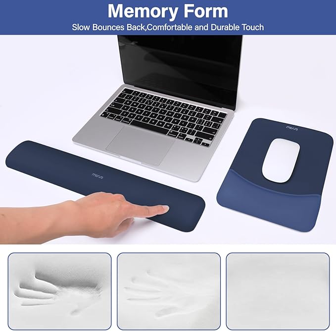 MOSISO Wrist Rest Support for Mouse Pad&Keyboard Set, Rectangular Ergonomic - Image 4