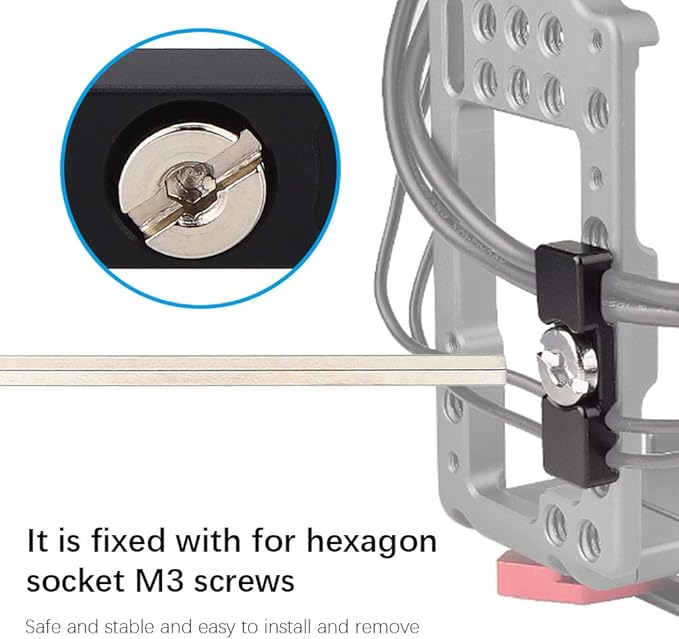 Camera Cage Cable Clamp, CNC Integrated Mounting Clamp, 1/4" Universal Portable - Image 2