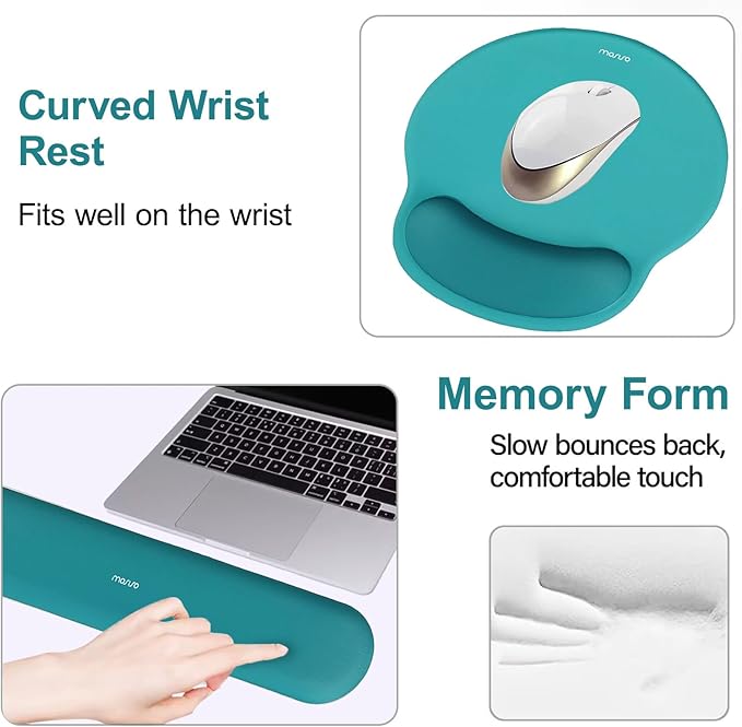 MOSISO Wrist Rest Support for Mouse Pad&Keyboard Set, Circle Curved Ergonomic - Image 4