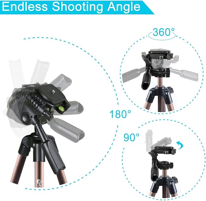 Endurax 60'' Tripod for Camera Canon Nikon DSLR, Camera Phone Tripod - Image 3
