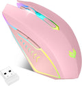 Wireless Gaming Mouse, Rechargeable Computer Mouse, 7-Color LED Light, by LuLabboard