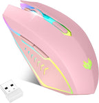 Wireless Gaming Mouse, Rechargeable Computer Mouse, 7-Color LED Light, by LuLabboard