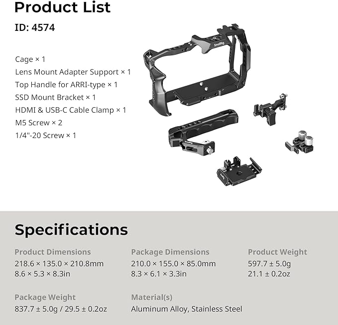 SmallRig Camera Cage Basic Kit for Blackmagic Design Cinema Camera 6K, Full - Image 9