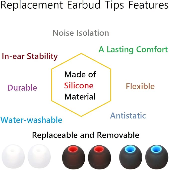 Earbuds Replacement Tips Silicone Earbud Tips Ear Gels Fit - Image 6