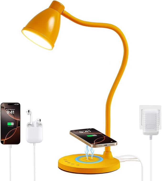 BOHON LED Desk Lamp with USB C+A Charging Ports Wireless Charger, 5 Colors by BOHON