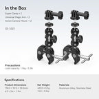 SMALLRIG Super Camera Clamp Mount 2-Pack, Double Ball Head Magic Arm Adapter - Image 7