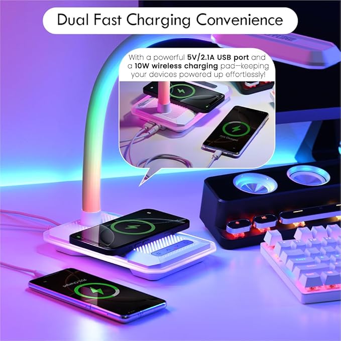 WILIT Desk Lamp with Wireless Charger, Music Sync RGB Color Changing Lights - Image 4