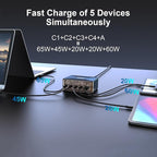 210W USB C Charger, Graaci GaN 5-Port PD3.1 140W 100W PPS Fast Charging Station - Image 4