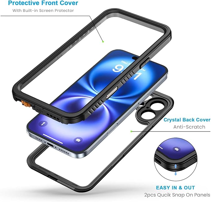 Lanhiem for iPhone 16 Case, IP68 Waterproof Dustproof Shockproof Cases - Image 3